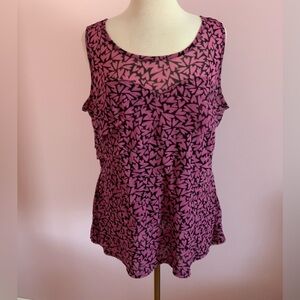 INC International Concepts Pink and Black Sleeveless Peplum Tank